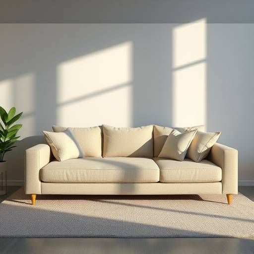 Omtrukket sofa med nytt, moderne stoff